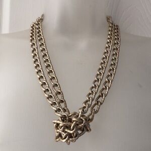 VTG Elegant Germany Hammered Curb-link Chain Necklace Marked